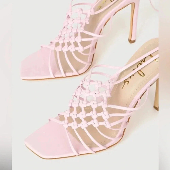 Lulus Brendan Pink Lace Up High Heel Sandals - Picture 3 of 3
